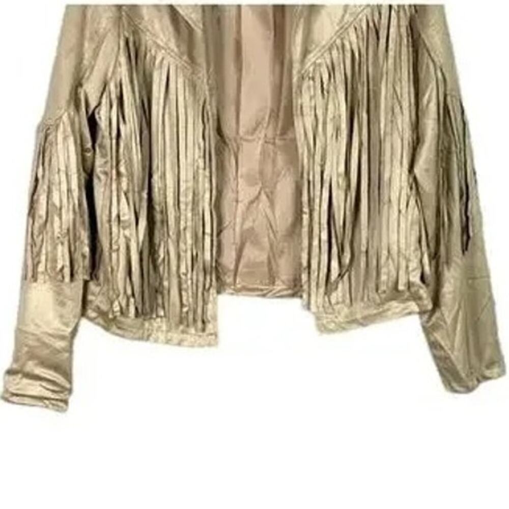 NWT Miss Sparkling Soft Faux Western Fringe Suede Lined Jacket Coat M CreamBeige - Picture 4 of 15